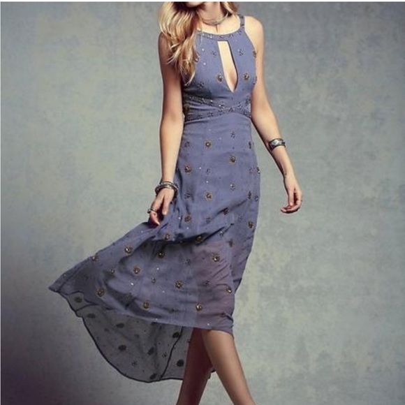 Free People Beaded Beauty Deep Maxi Dress - Picture 1 of 7